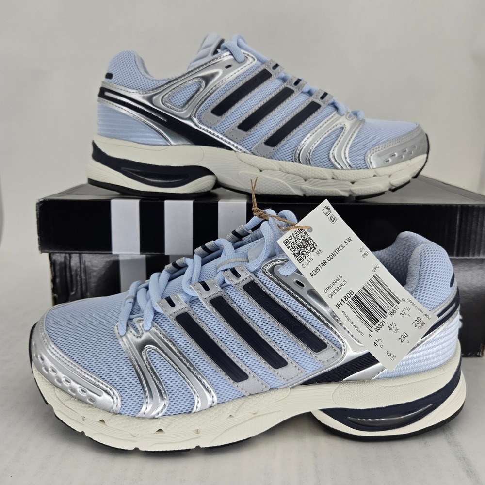 Adidas Adistar Control 5 W Light Blue Silver Navy Running Shoes IH1806 Womens 6